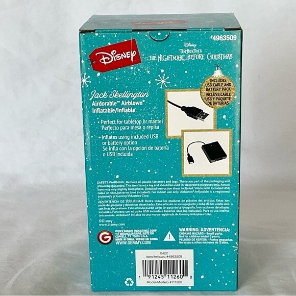 Jack Skellington Inflatable Santa Suit Disney The Nightmare Before Christmas New - Picture 3 of 3